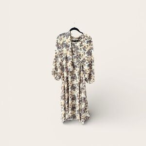 Beatrice Italia Chic Tan Long Sleeve Floral Midi Dress Size 2